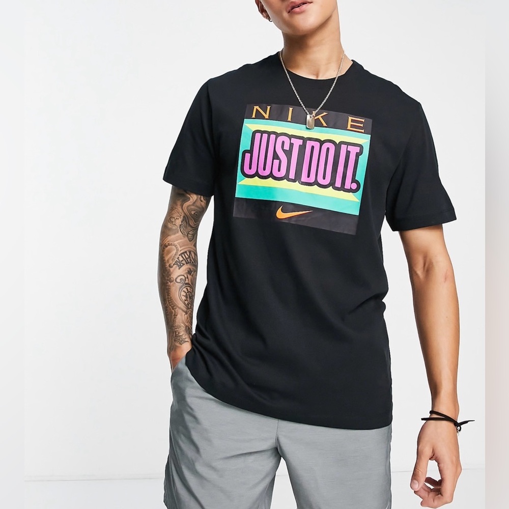 Nike Black Tee with Neon 'JUST DO IT.' Graphic